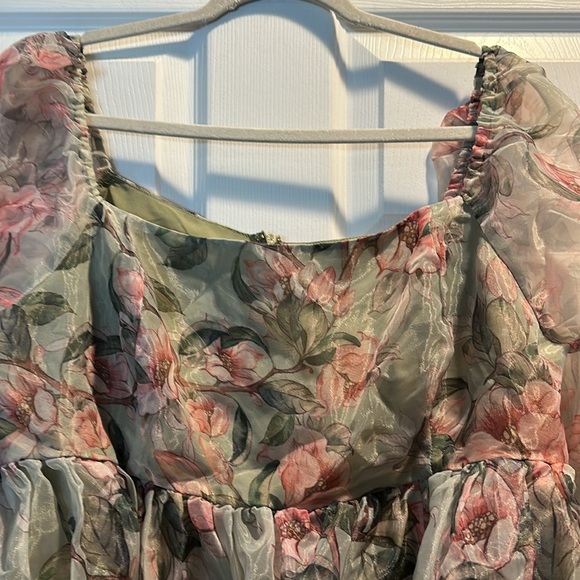 Fashion Nova Alice Floral Chiffon Baby Doll Mini Dress 1X Plus babydoll - Picture 7 of 9